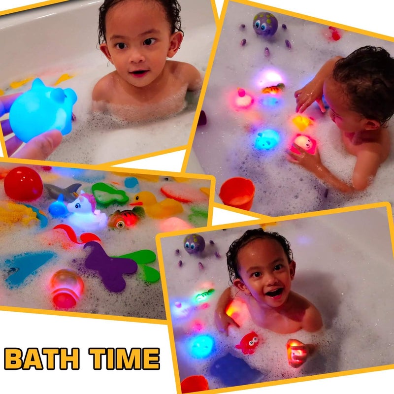 Laxdacee No Hole Bath Toy, 12 Pack Light up Animal, Flashing Color Tub Toys for Toddler Swimming Pool Party Bathtub Bathroom Shower Game, Bathtub Floating Water Toy for Infant Kid Toddler Boy Girl - Image 4